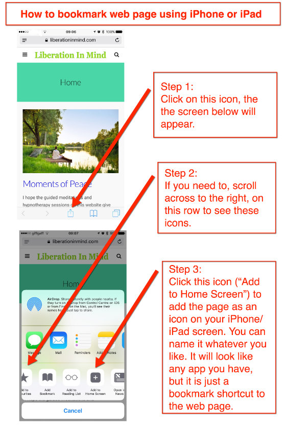How to book mark a page so it looks like an app